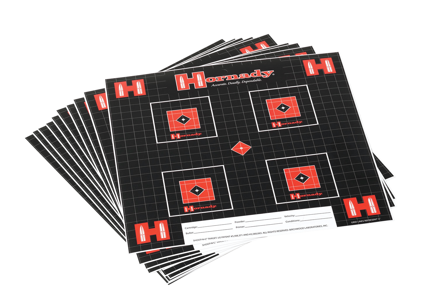 Hornady 9963 Lock-N-Load Target Grid Hanging Paper Black Red White 10 Pack