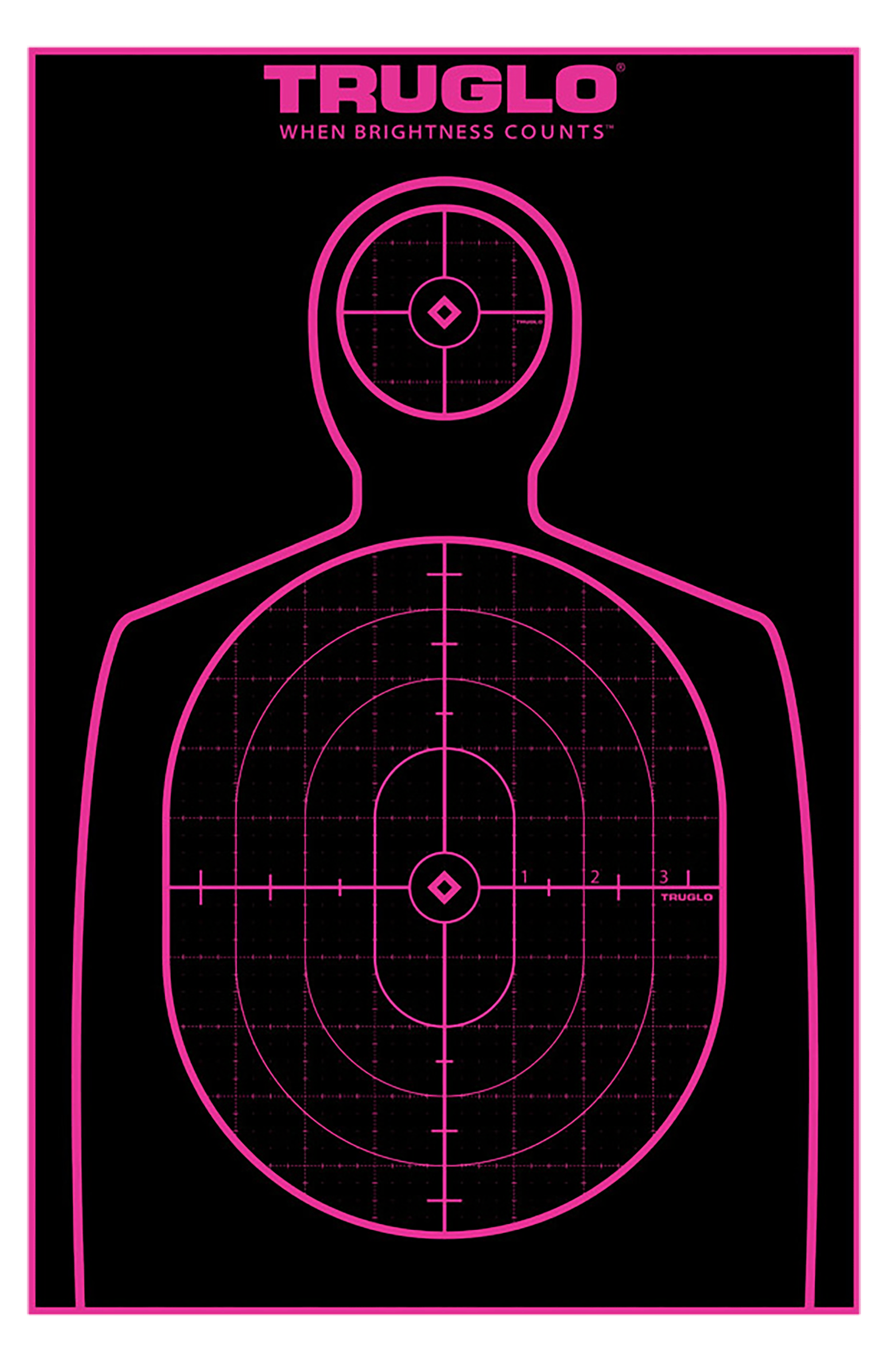 TruGlo TG13A12BB Tru-See Handgun Target Self-Adhesive Heavy Paper Black/Pink 12"x18" Silhouette 12 Pack