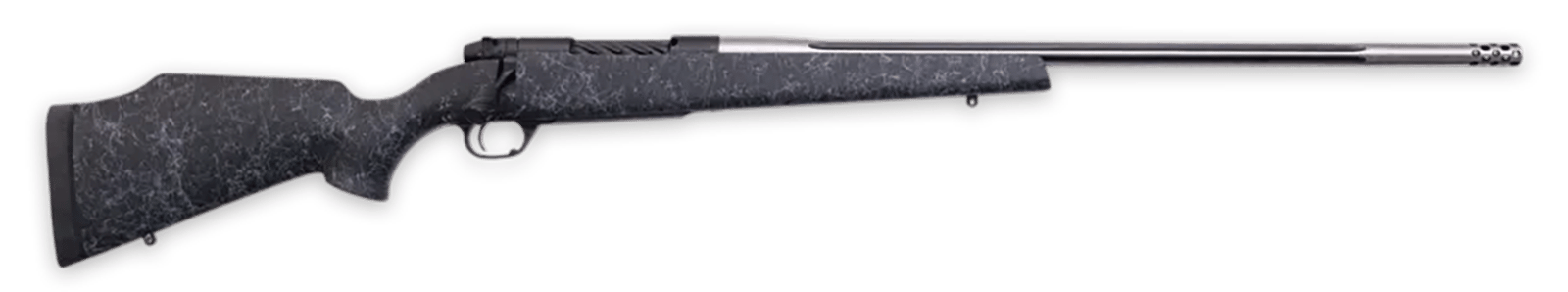 Weatherby MAM01N300PR8B Mark V Accumark 300 PRC 3+1 26" Threaded/Fluted Stainless Barrel, Graphite Black Rec, Gray Webbed Black Monte Carlo Stock, Accubrake Muzzle Brake, Adj. TriggerTech Trigger