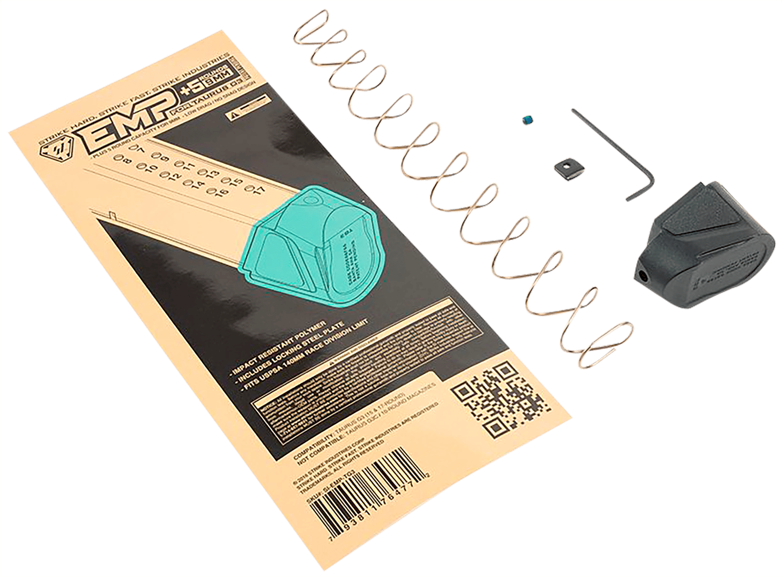 Strike Industries EMPTG3 Enhanced Magazine Plate  Extended +5rd 9mm Luger Black Polymer for Taurus G3