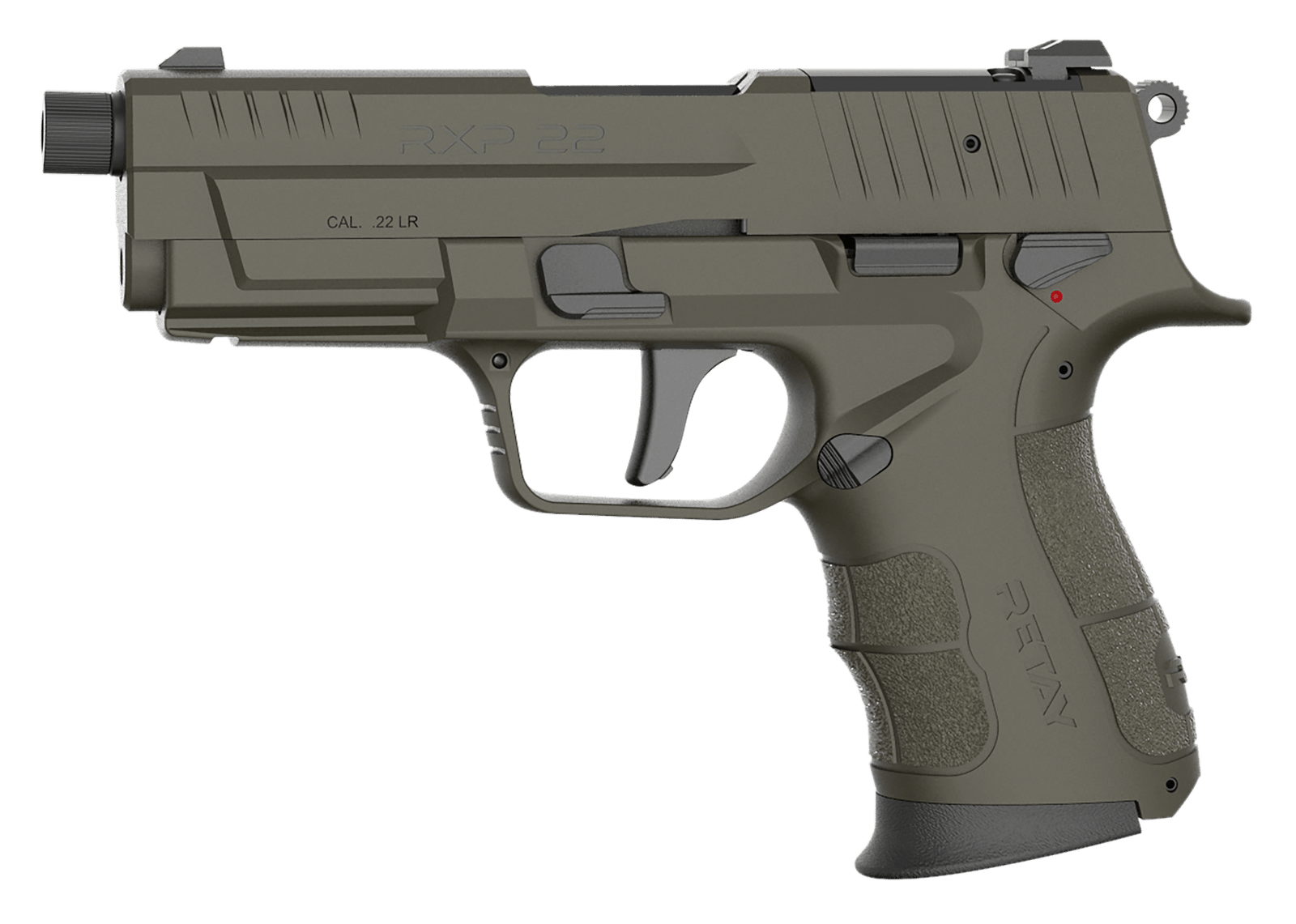 Retay USA RXP22OD10TH RXP  22 LR 10+1 4" Black Threaded Barrel, OD Green Cerakote RMR/RMSc Optic Ready/Serrated Slide, OD Green Cerakote Polymer Frame w/Accessory Rail, Textured Grip