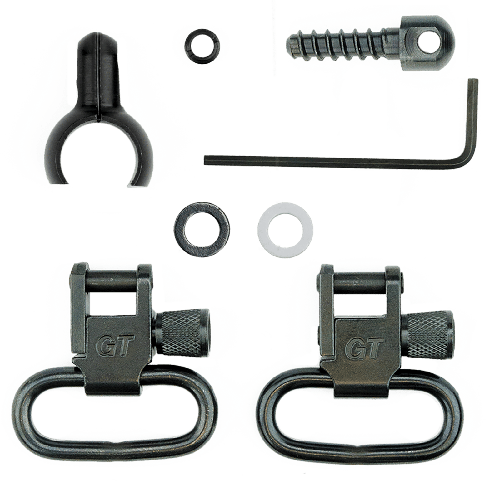 GrovTec US Inc GTSW46 Barrel Band Swivel Set Shotgun 1" Black Steel
