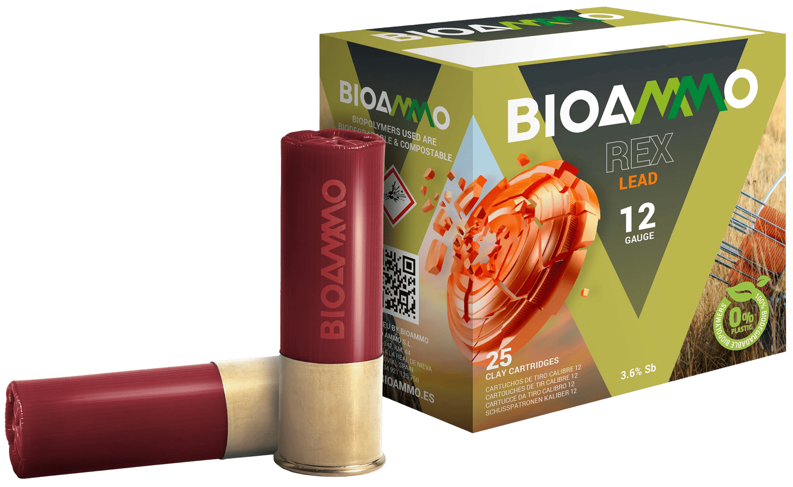 Bioammo BR2875 Rex Lead Competition 12Gauge 2.75" 1oz 7.5Shot 25 Per Box/10 Case