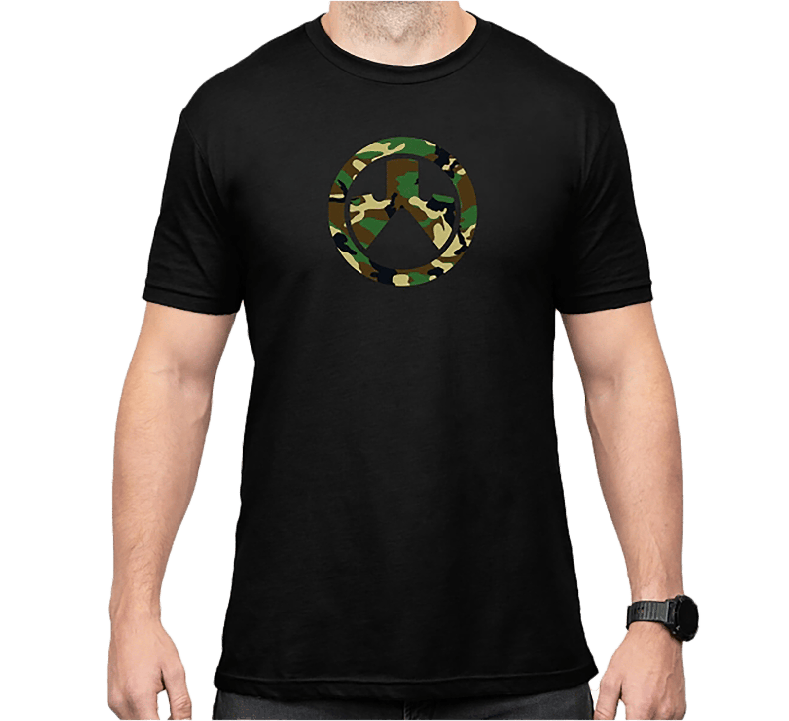 Magpul MAG1225-001-L Woodland Camo  Black Cotton/Polyester Short Sleeve Large