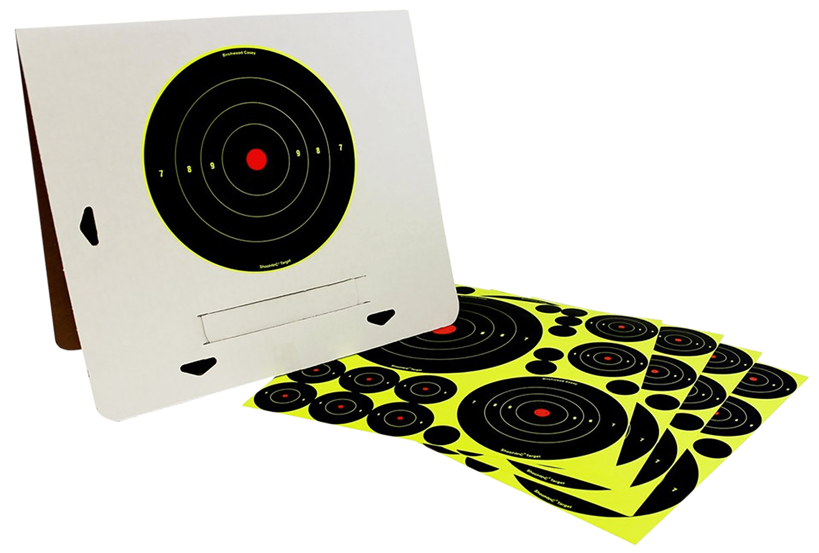 Birchwood Casey 34208 Shoot-N-C Reactive Target Variety Pack Self-Adhesive Paper Black/Yellow Bullseye 4 Pack