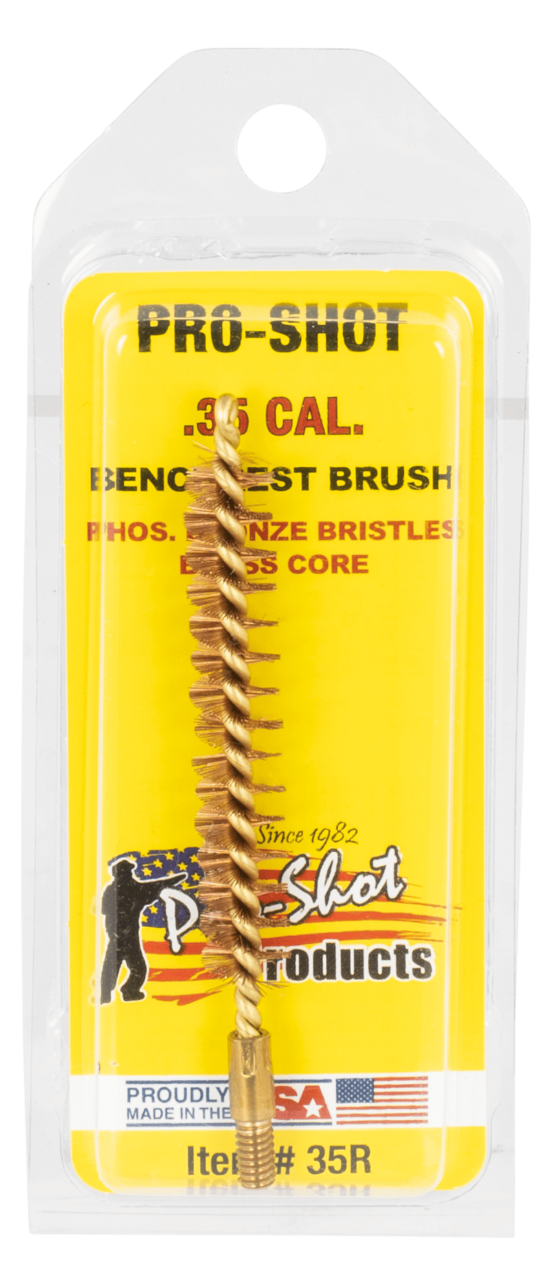 Pro-Shot 35R Bore Brush  .35 Cal/ 9mm Rifle #8-32 Thread Bronze Bristles Brass Core