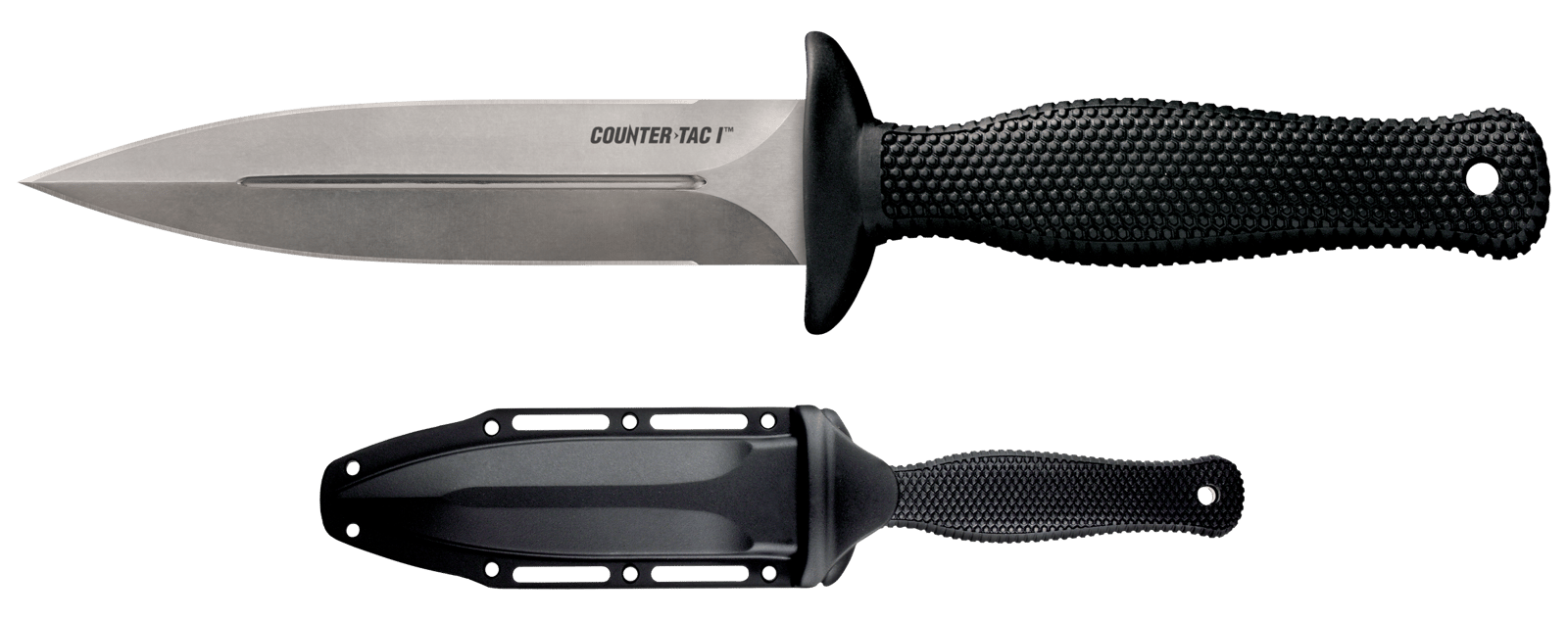 Cold Steel CS10BCTL Counter TAC I 5" Fixed Spear Point Plain Stone Washed AUS-8A SS Blade/ Black Textured Kray-Ex Handle Includes Belt Clip/Sheath