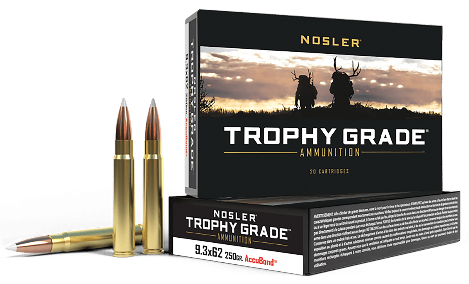 Nosler 48634 Trophy Grade  9.3mmx62Mauser 250gr Nosler AccuBond 20 Per Box/10 Case