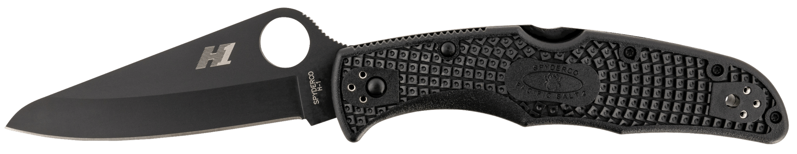 Spyderco C91PBBK2 Pacific Salt 2 3.78" Folding Drop Point Plain Black H2 Steel Blade/ Black Textured FRN Handle