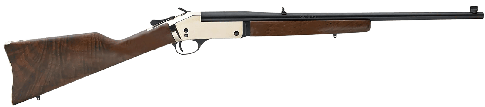 Henry H015B44 Single Shot  44 Rem Mag Caliber with 1rd Capacity, 22" Blued Barrel, Polished Brass Metal Finish & American Walnut Stock, Right Hand (Full Size)