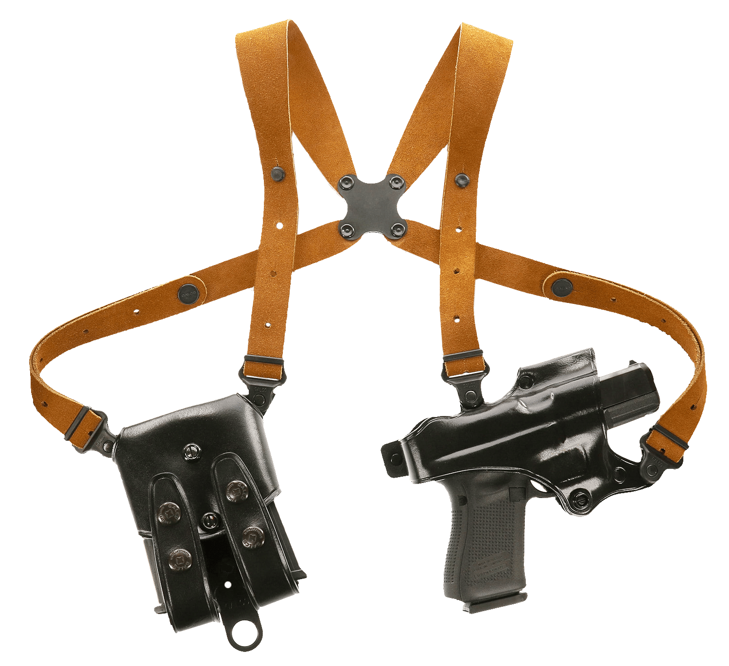 Galco JR212B Jackass Rig Shoulder System Shoulder Size Fits Chest Up To 56" Black Leather Harness Fits 1911 Right Hand