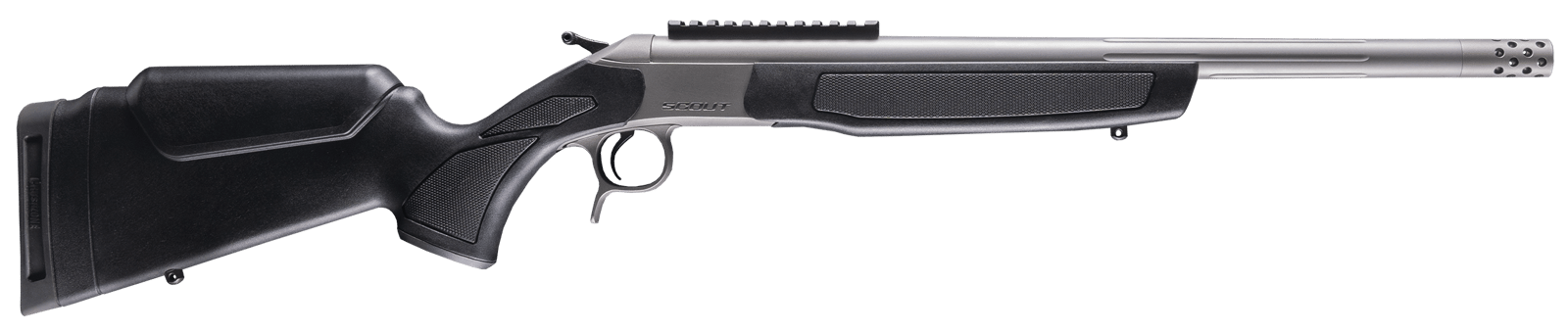 CVA CR4438S Scout Takedown 350 Legend 1rd 22" Stainless Fluted Threaded Barrel, Stainless Steel Receiver w/Picatinny Rail, Adj Comb & LOP Black Synthetic Stock