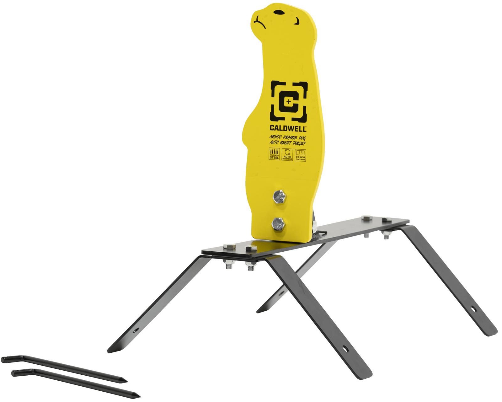 Caldwell 1178561 Auto Reset  Rifle Yellow AR500 Steel Prairie Dog Includes Ground Stakes