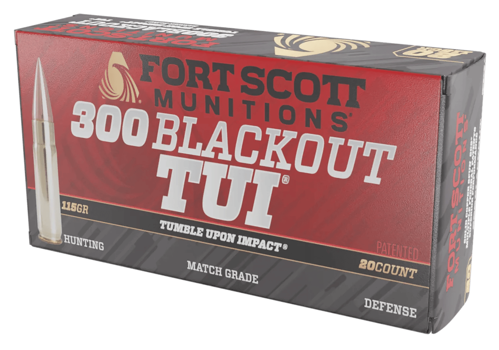 Fort Scott Munitions 300115SCV Tumble Upon Impact (TUI)  300Blackout 115gr Solid Copper Spun 20 Per Box/25 Case