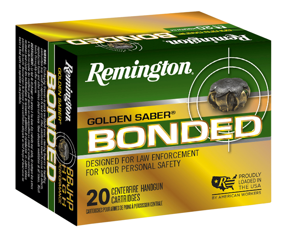 Remington Ammunition 29365 Golden Saber Bonded  40S&W 180gr Bonded Brass Jacketed Hollow Point 20 Per Box/25 Case