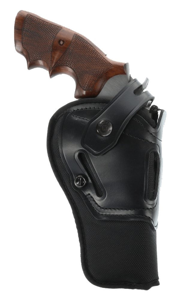 Galco SR46B Switchback  OWB Black Leather Belt Slide Fits Ruger GP100/S&W K Frame Fits 6" Barrel Ambidextrous