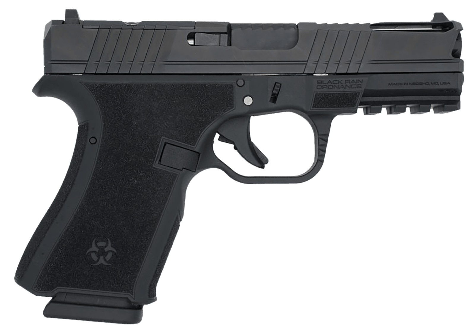 Black Rain Ordnance FLP9MMBLK   Compact Frame 9mm 15+1 4" Stainless Steel Slide
