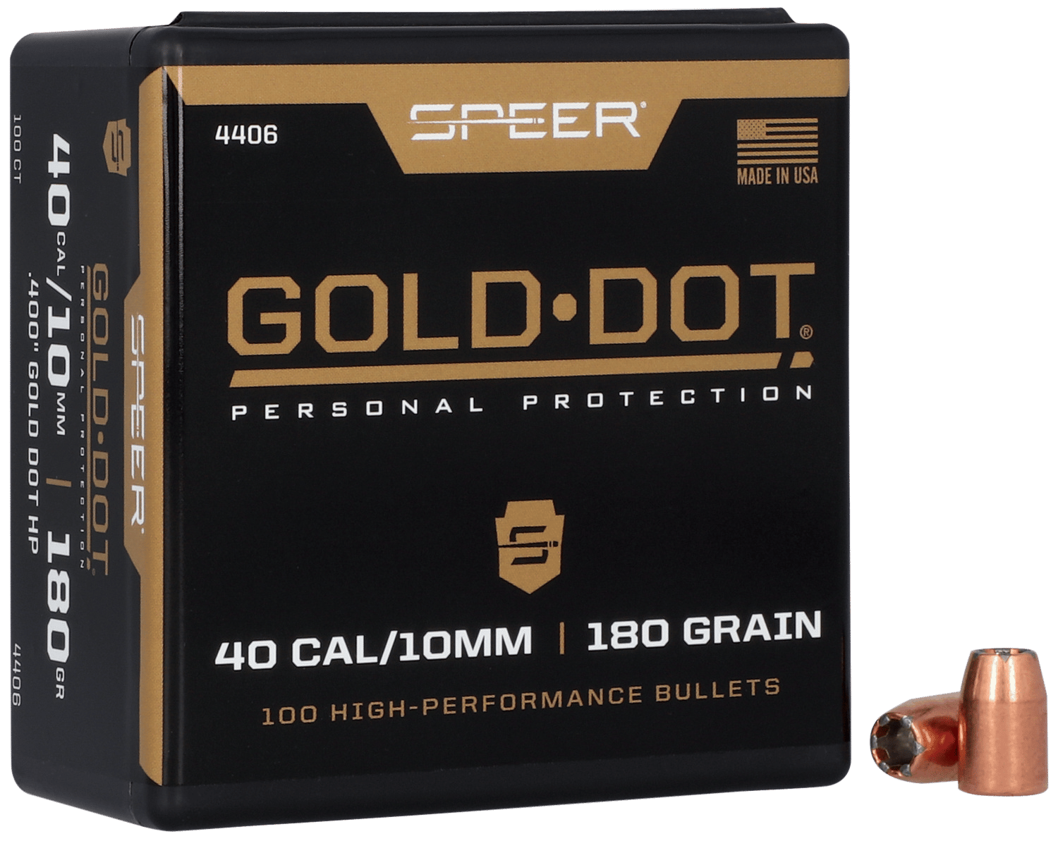 Speer 4406 Gold Dot Personal Protection 40Cal 180gr Hollow Point 100 Per Box/5 Case