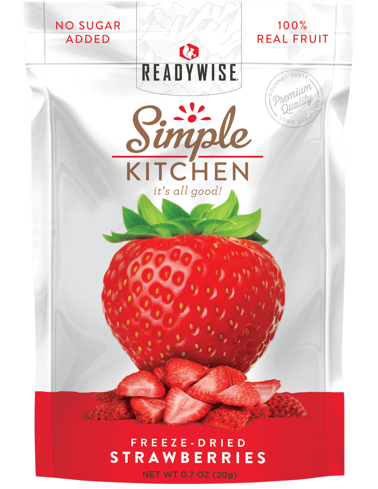 ReadyWise SK05006 Simple Kitchen Freeze Dried Fruit Strawberry 1 Serving Pouch 6 Per Case