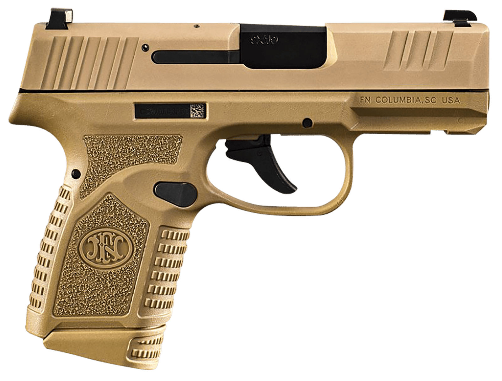FN 66101409 Reflex  Micro-Compact Frame 9mm Luger 15+1/11+1, 3.30" Black Target Crown Steel Barrel, Flat Dark Earth PVD Serrated Steel Slide & Polymer Frame w/Picatinny Rail, Ambidextrous