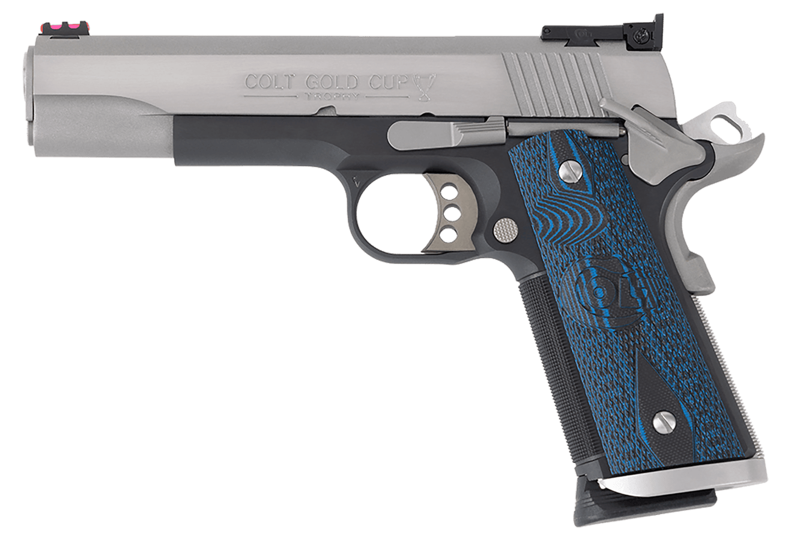 Colt Mfg O5970XETT Gold Cup Trophy 45 ACP 8+1 5" Stainless National Match Barrel, Stainless Steel Serrated Slide & Frame w/Beavertail, Ambidextrous