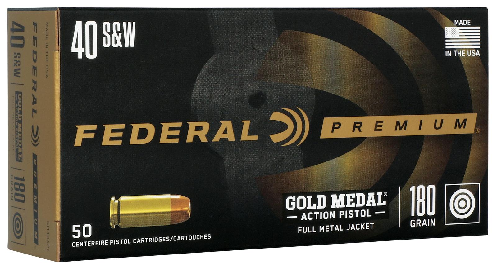 Federal GM40AP1 Gold Medal Centerfire Pistol 40S&W 180gr Full Metal Jacket 50 Per Box/10 Case