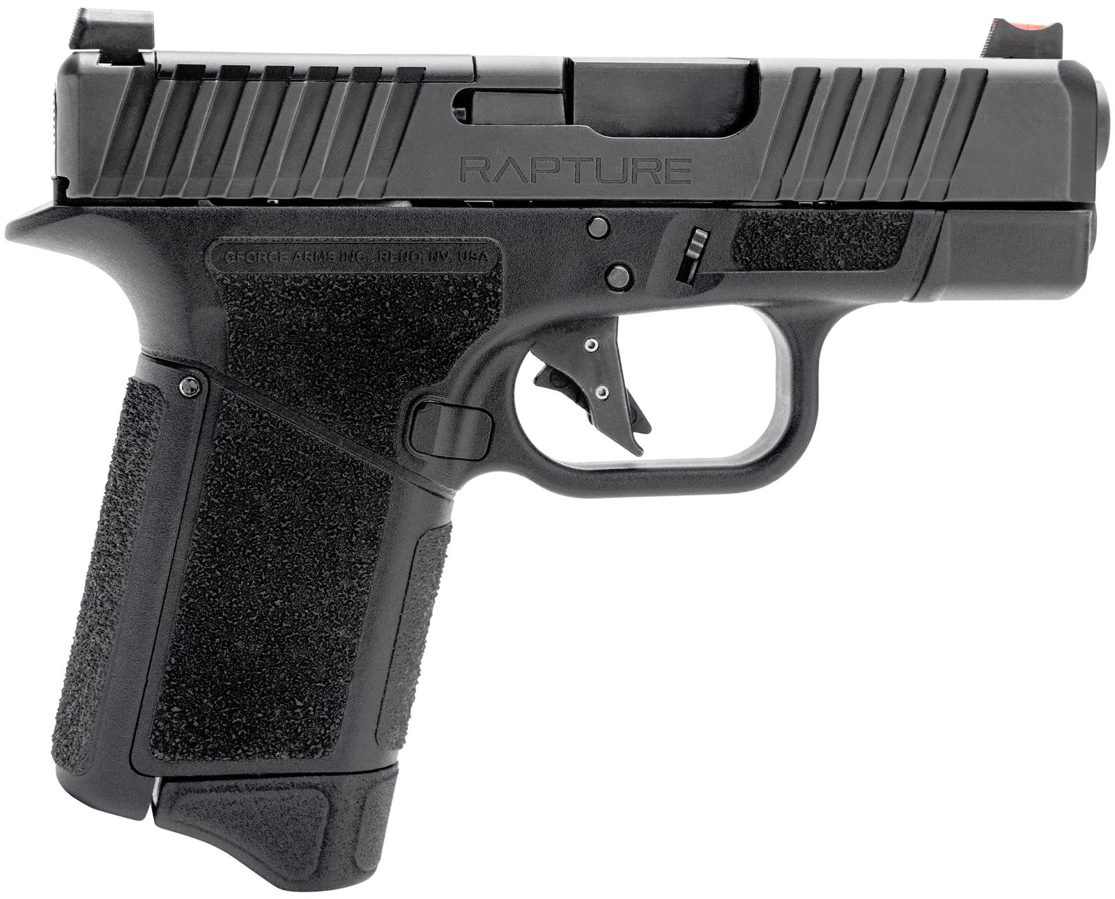 Gforce Arms GF932512 Rapture  Sub-Compact 9mm Luger 12+1 3.25" Black Steel Barrel, Black Optic Cut/Serrated Slide, Polymer Frame, Black Textured Grip