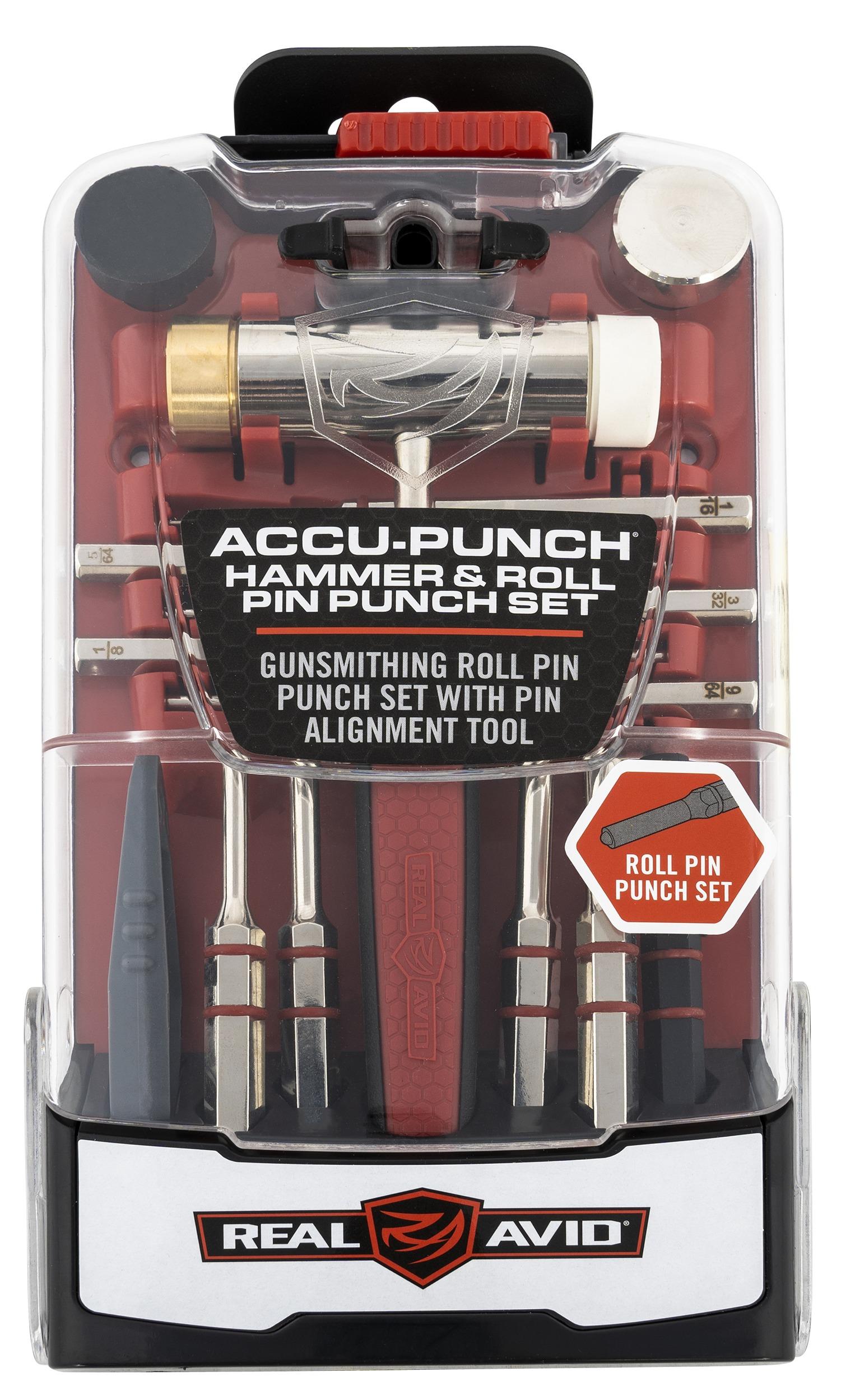 Real Avid AVHPS-RP Accu-Punch Hammer & Roll Pin Punch Set Black/Red Steel Rubber Handle