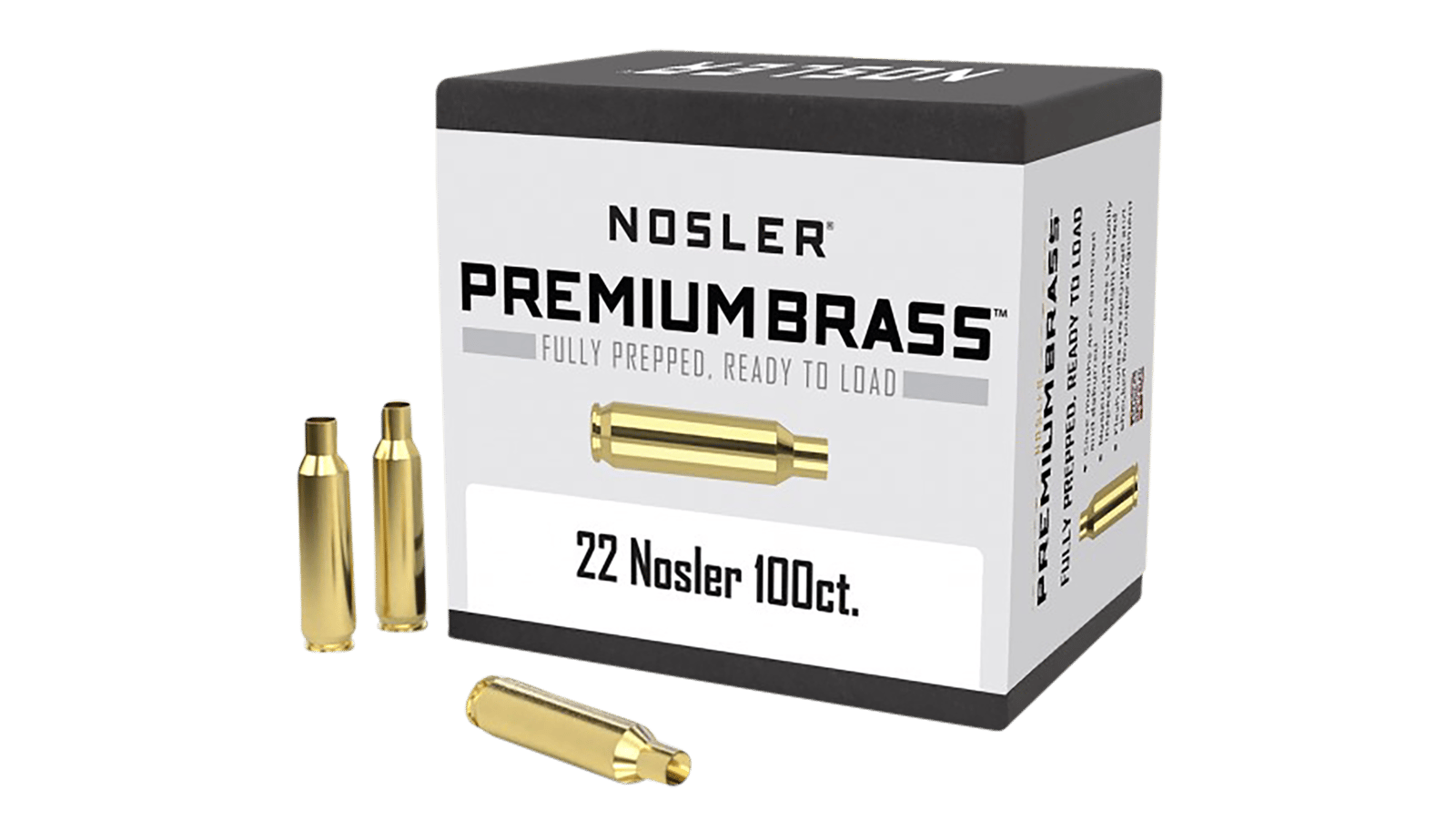 Nosler 10067 Premium Brass Unprimed Cases 22Nosler Rifle Brass 100/Box
