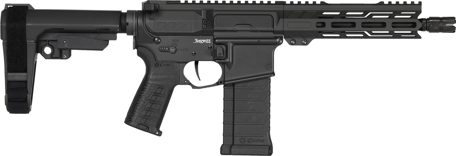 CMMG 54AE10FAB Banshee MK4 5.7x28mm 32+1, Black Nitride Medium Taper Threaded Barrel, EML 11" M-LOK Handguards, Black Armor Cerakote Aluminum Picatinny Rail Receiver, CMMG Zeroed Grips
