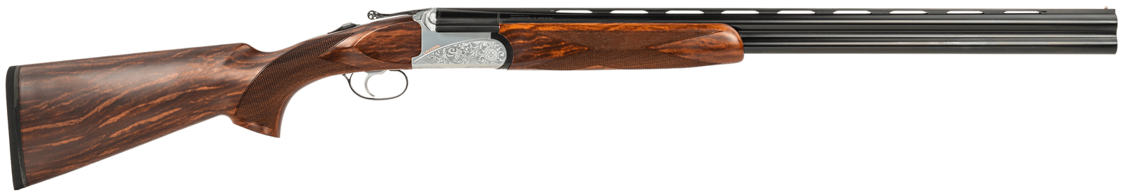 Fausti Usa, Inc 15602 Caledon  16 Gauge 2.75" 2rd 28" Blued Barrel, Engraved Stainless Rec, Wood Laser Grain Stock, Metallic Bead Sight