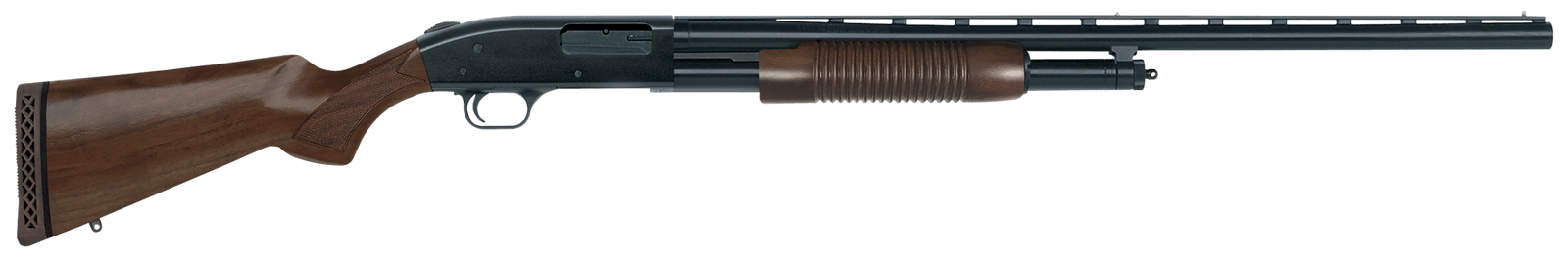 Mossberg 50430 500 Retrograde Full Size 12 Gauge Pump 3" 5+1 28" Matte Blued Vent Rib Barrel, Matte Blued Drilled & Tapped Receiver, Fixed Walnut Stock, Right Hand