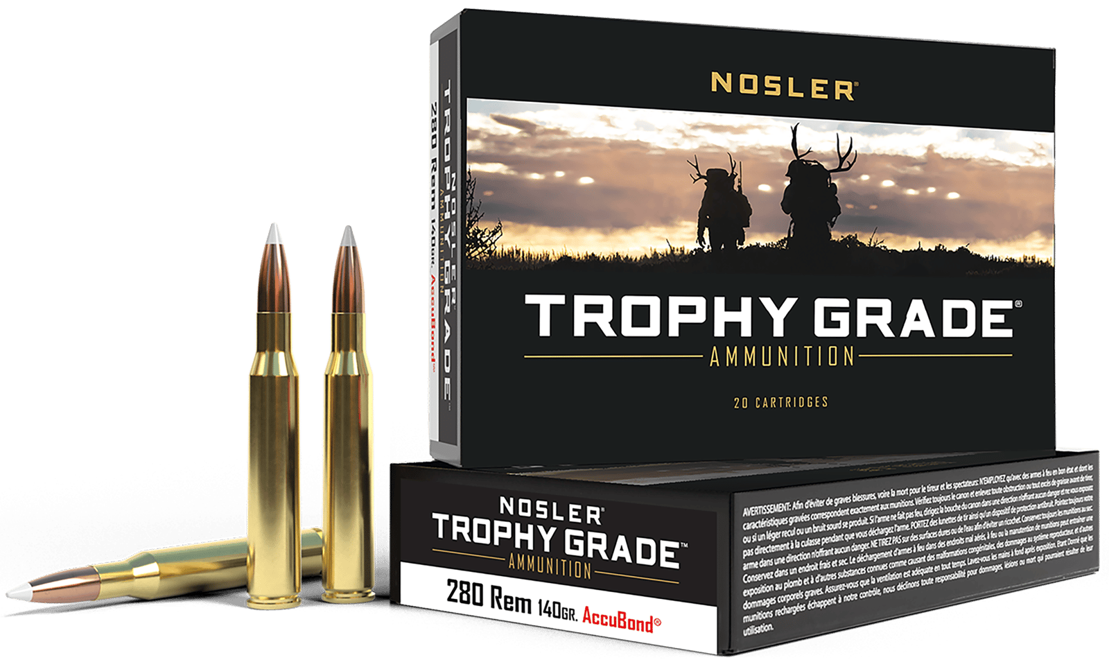 Nosler 48545 Trophy Grade  280Rem 140gr Nosler AccuBond 20 Per Box/10 Case