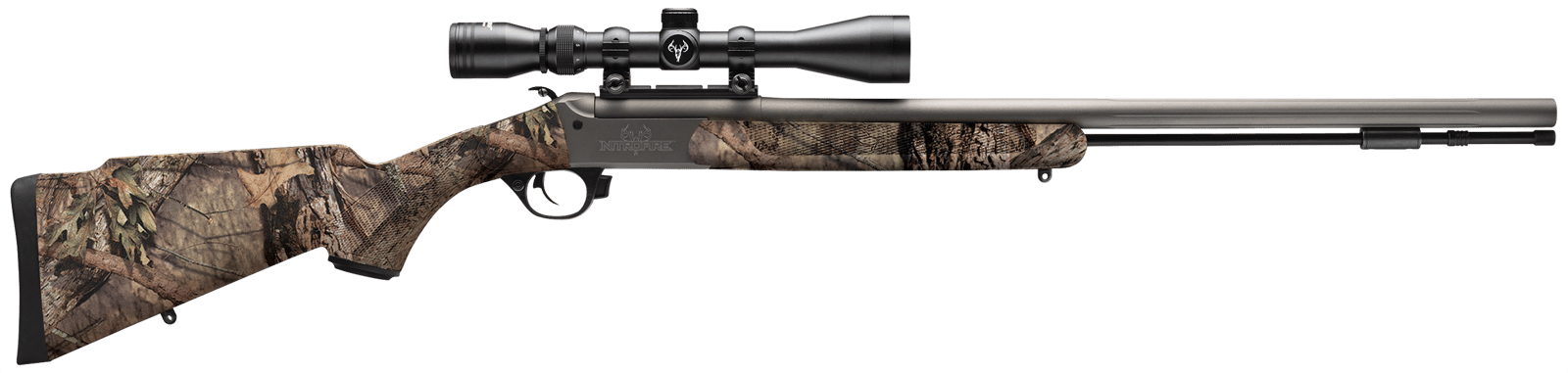 Traditions CR5841104416 NitroFire w/Scope 50 Cal 209 Primer 26" Gray Cerakote Fluted & Tapered Barrel, Drilled & Tapped Receiver, Mossy Oak Break-Up Country Fixed Synthetic Stock, 3-9x40mm Duplex