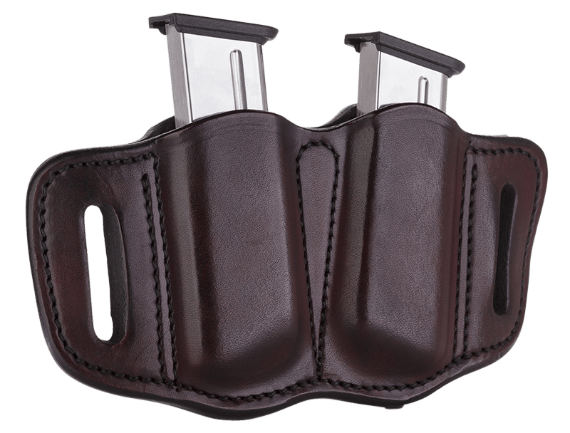 1791 Gunleather MAG21SBRA MAG2.1 Double Mag Holster Signature Brown Leather Belt Slide Belts 1.50" Wide Compatible w/ Single Stack Ambidextrous