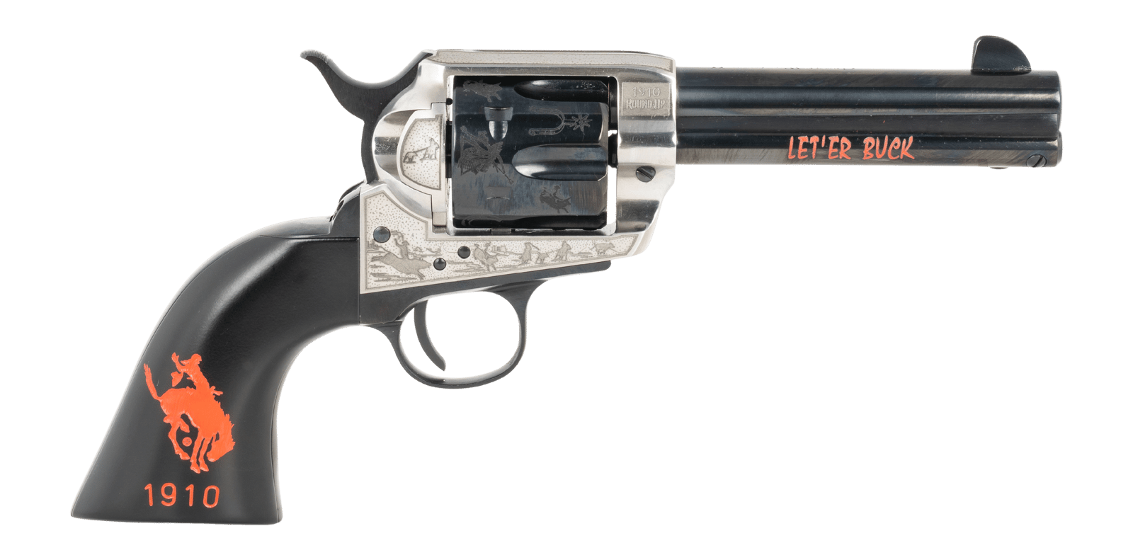 Pietta PFI45PR434BP 1873 Great Western II Pendleton Round?Up 45 Colt (Long Colt) 4.75" Blued Engraved Barrel & Cylinder, Ultra Black Engraved Grip, Exposed Hammer