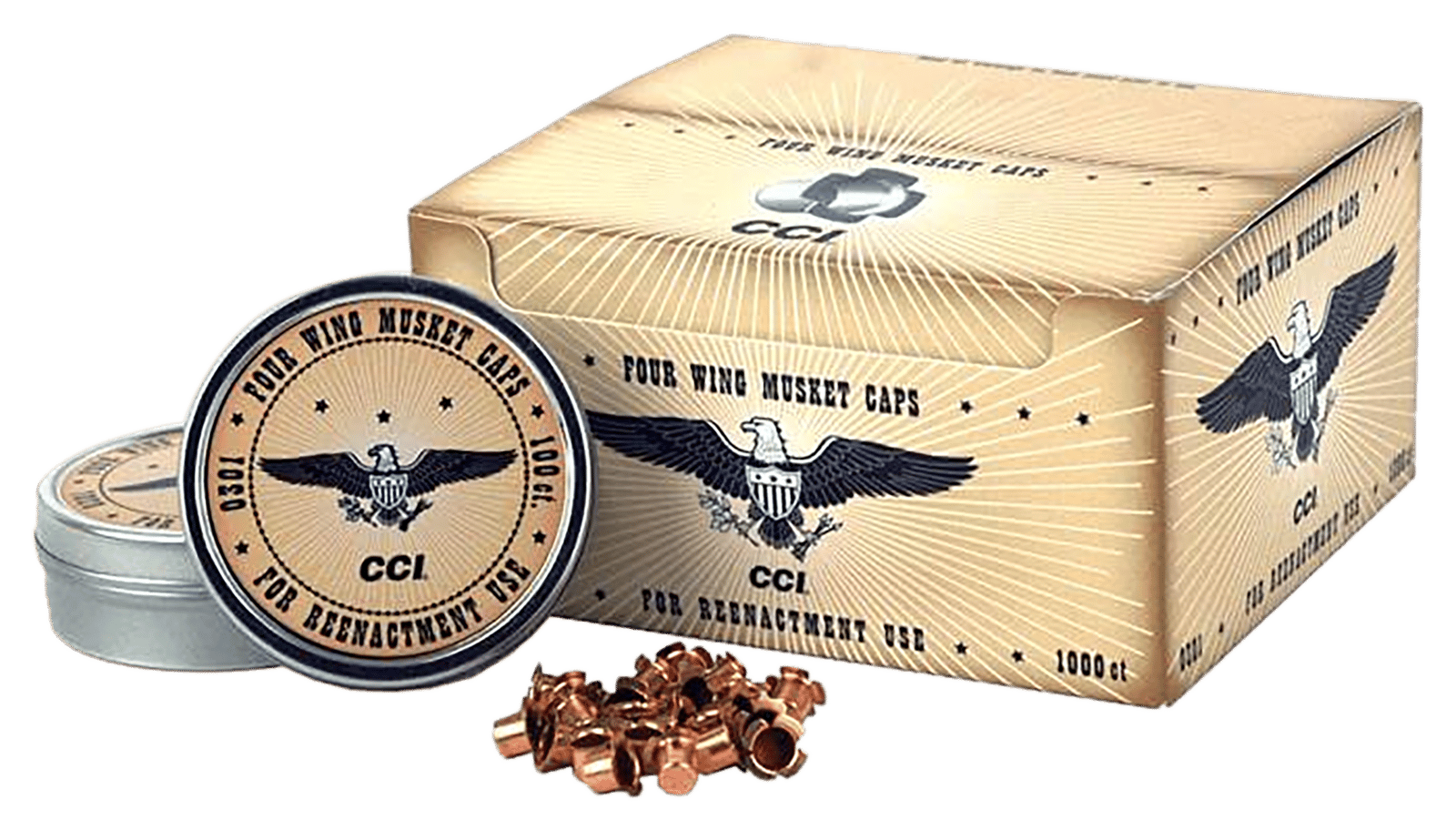 CCI 301 Four Wing Musket Caps Brass 1000 Per Box/5 Case