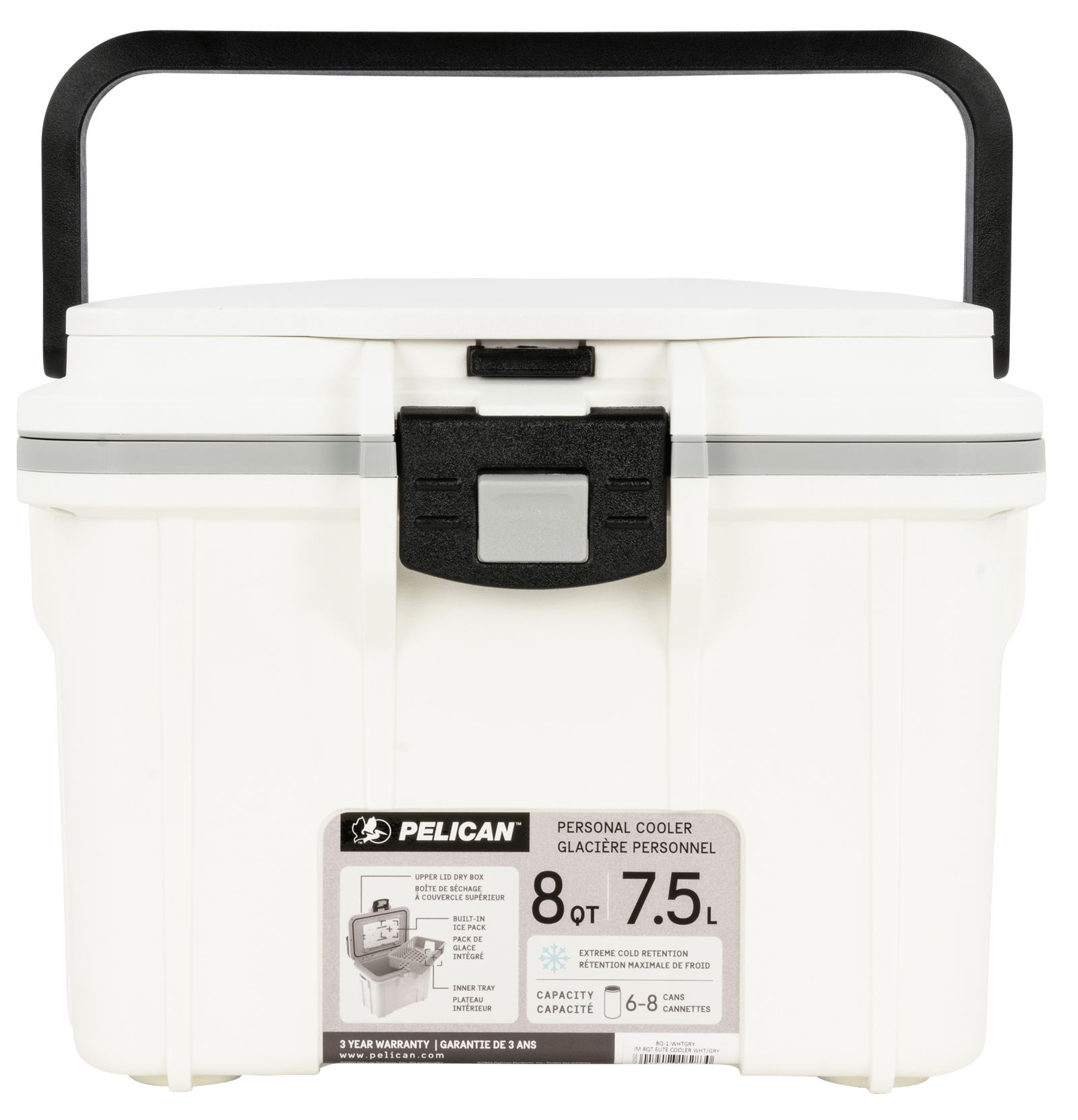 PELICAN 8Q-1-WHTGRY 8QT ELITE COOLER WHT/GRY