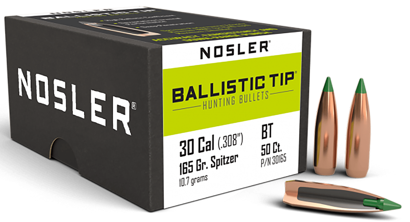 Nosler 30165 Ballistic Tip  30Cal 165gr Spitzer 50/Box