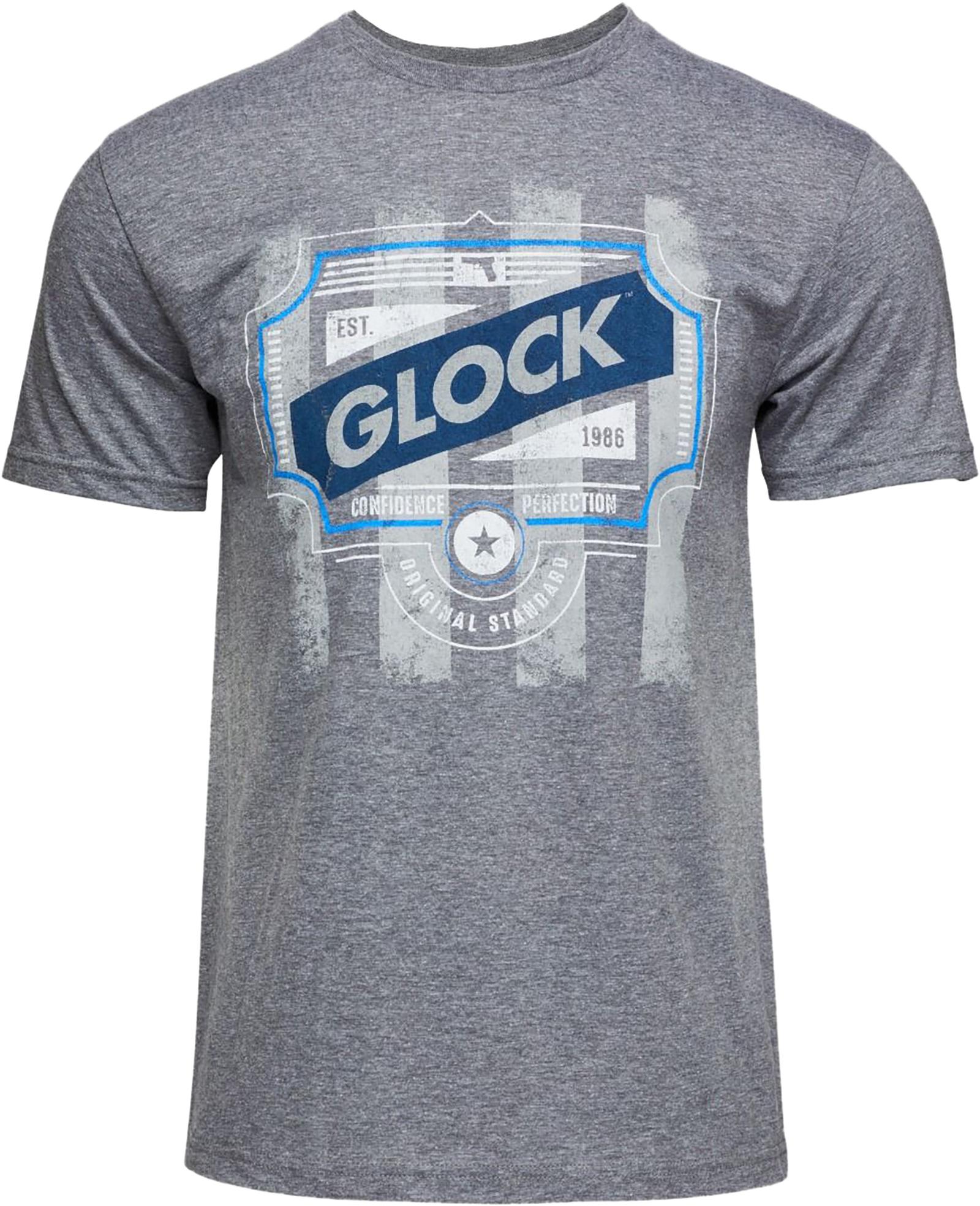 Glock AP96206 Blue Line Tee  Gray Ringspun Cotton/Polyester Short Sleeve Medium