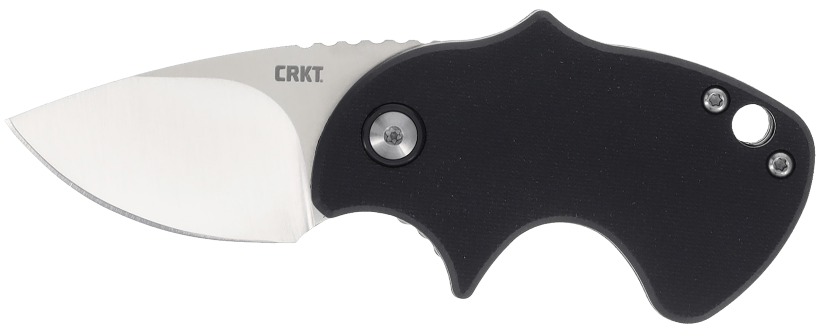 CRKT 7930 Orca  Compact 1.79" Folding Plain Satin D2 Steel Blade, Black GRN Handle