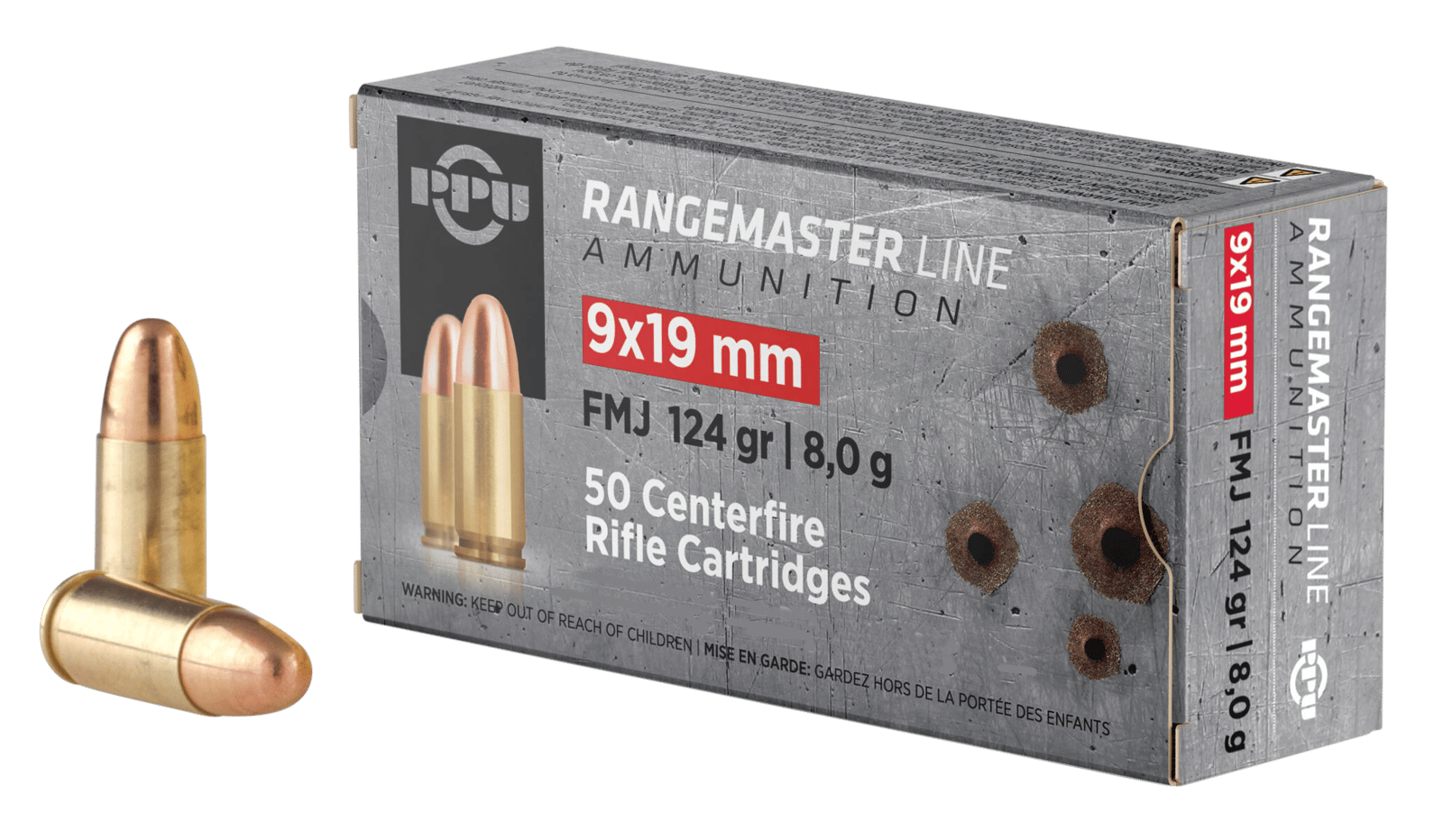 PPU PPRM9M Rangemaster  9mmLuger 124gr Full Metal Jacket 1000/Box