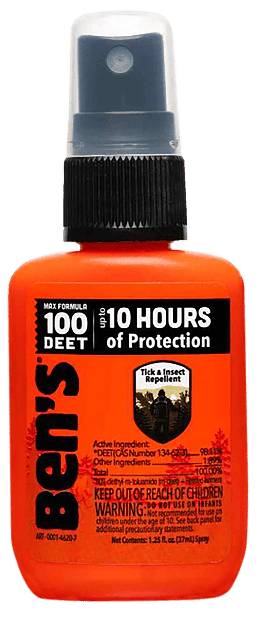 Ben's 00067070 100  Odorless Scent 1.25oz Spray Repels Ticks & Biting Insects Effective Up to 10 hrs