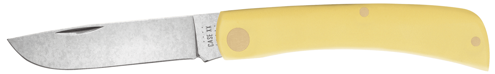 Case 00032 Sod Buster Jr.  2.80" Folding Skinner Plain Tumble Polish Chrome Vanadium Steel Blade/Yellow Synthetic Handle