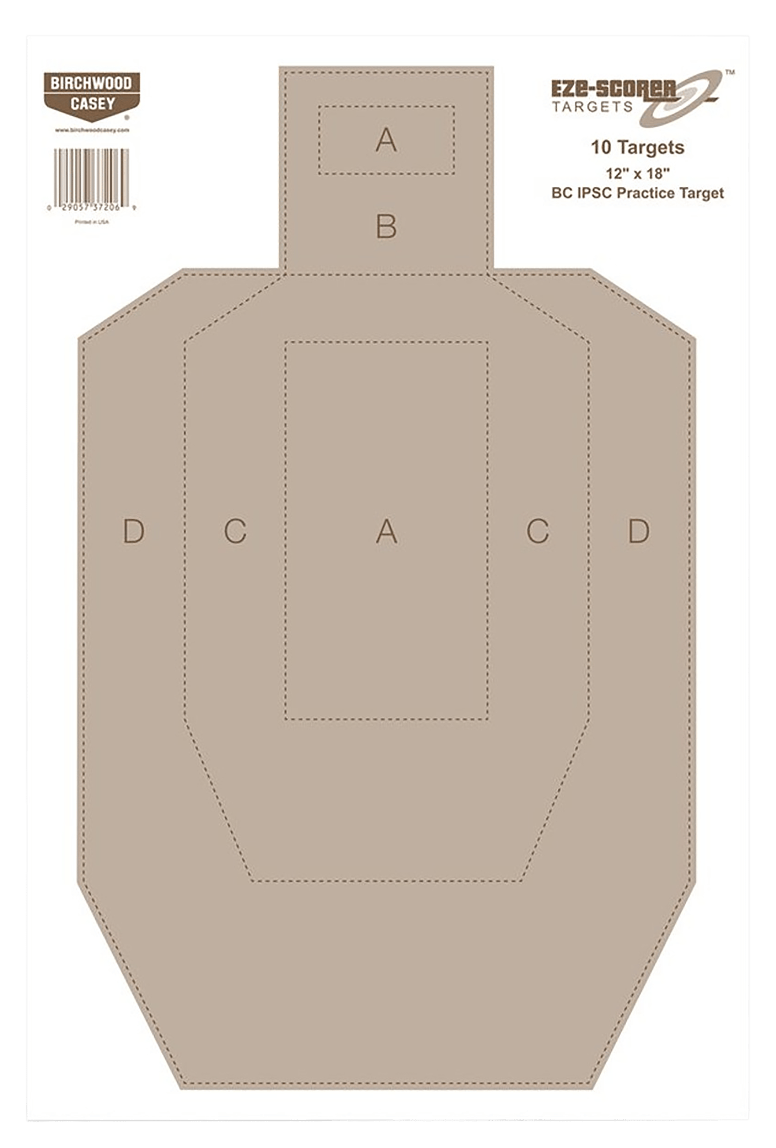 Birchwood Casey 37018 EZE-Scorer  IPSC Paper Hanging Universal 12" x 18" Tan 100 Per Pkg