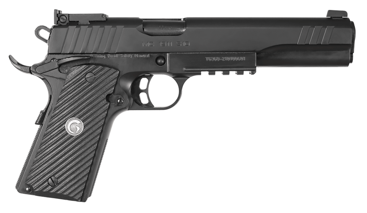 EAA GIRSAN 390600 MC1911S Hunter Full Size 10mm Auto 8+1 6" Black Steel Barrel, Blued Serrated Slide, Matte Black Steel Frame w/Accessory Rail & Beavertail, Black Checkered Polymer Grips Ambidextrous