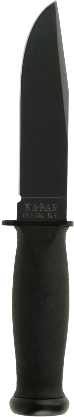 Ka-Bar 2221 Mark I  5.13" Fixed Clip Point Plain Black 1095 Cro-Van Blade, Black Kraton G Handle, Includes Sheath