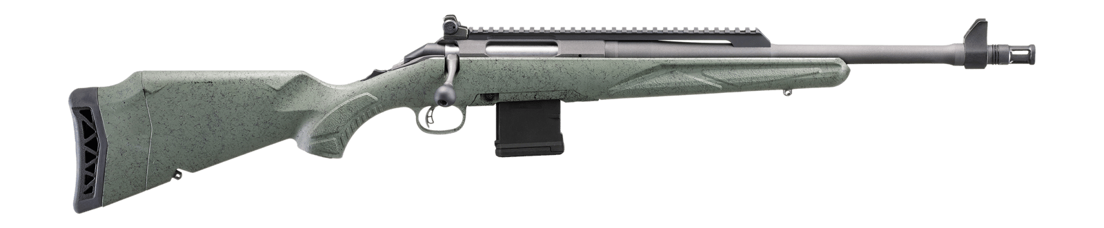 Ruger 46965 American II Scout 5.56 NATO 10+1 16.10" Cobalt Cerakote Threaded Barrel, Alloy Steel Receiver w/Scope Rail, Leaf Green Splatter Adj LOP Synthetic Stock