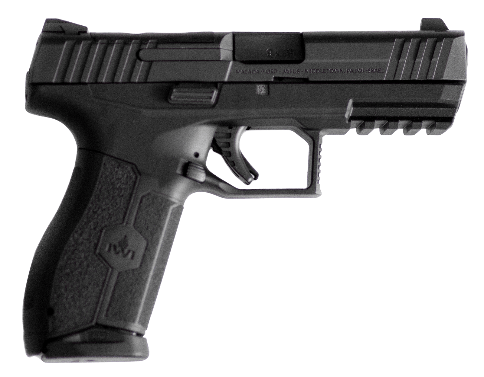 IWI US M9ORP17 MASADA  9mm Luger 17+1 4.10" Black Button Rifled Steel Barrel/Black Optic Ready/Serrated Slide/Black Polymer Frame w/Picatinny Rail/Black Polymer Grips Ambidextrous