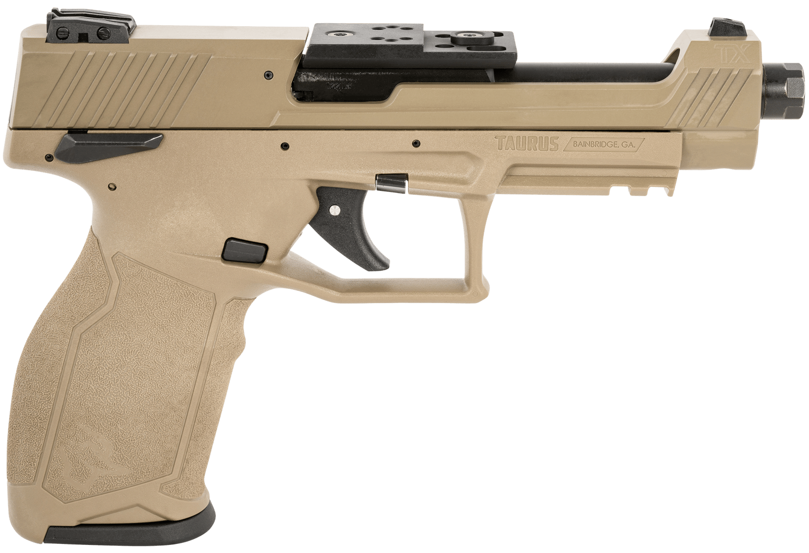 Taurus 1TX22C15UFCK TX22 Competition 22 LR 16+1 5.40" Matte Black Bull/Steel/Threaded Barrel, Flat Dark Earth Aluminum/Optic Cut/Serrated Slide & Polymer Frame w/Picatinny Rail w/FDE Polymer Grips